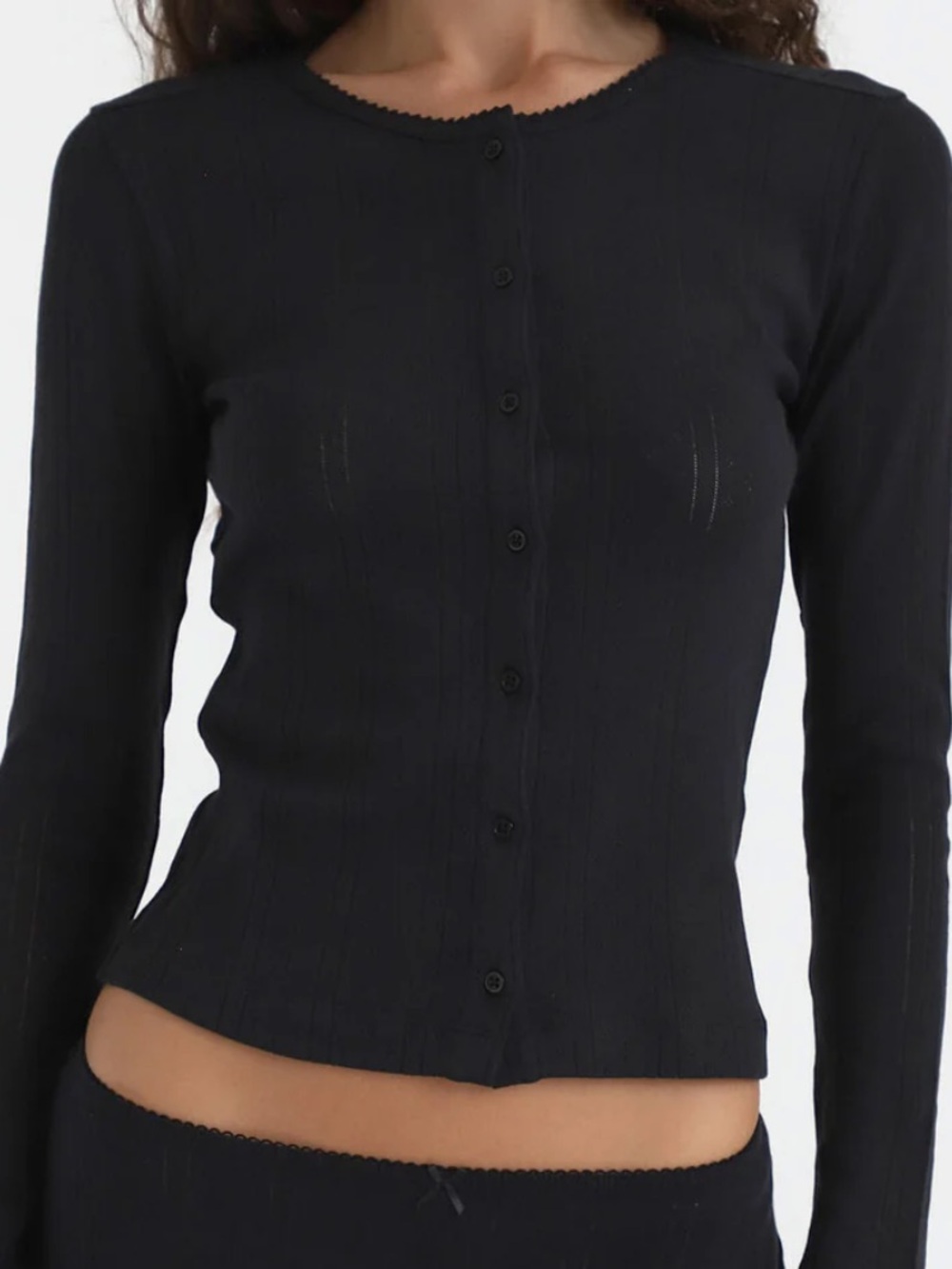 Coucou Intimates Black Pointelle Cardigan